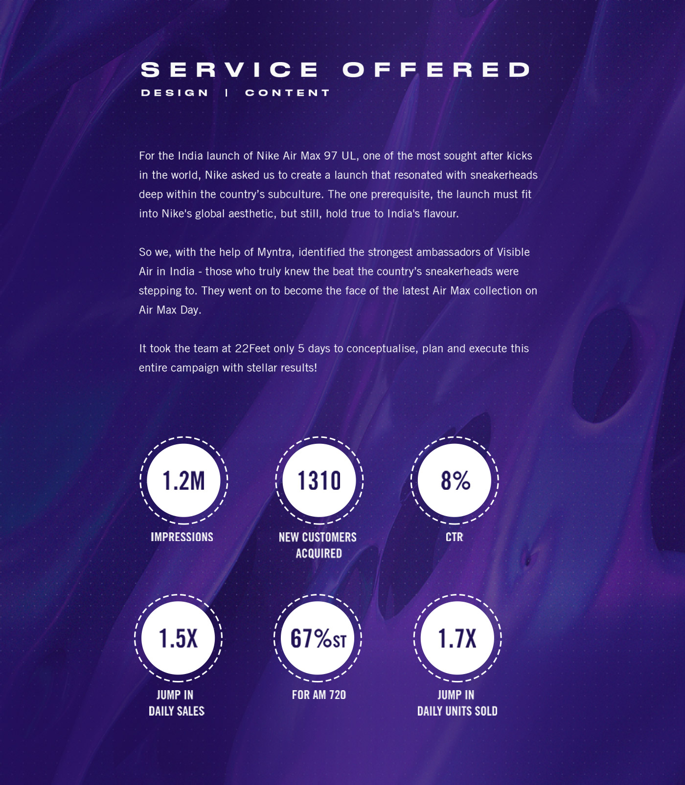 Image displaying information about a service offered for the India launch of Nike Air Max 97 UL