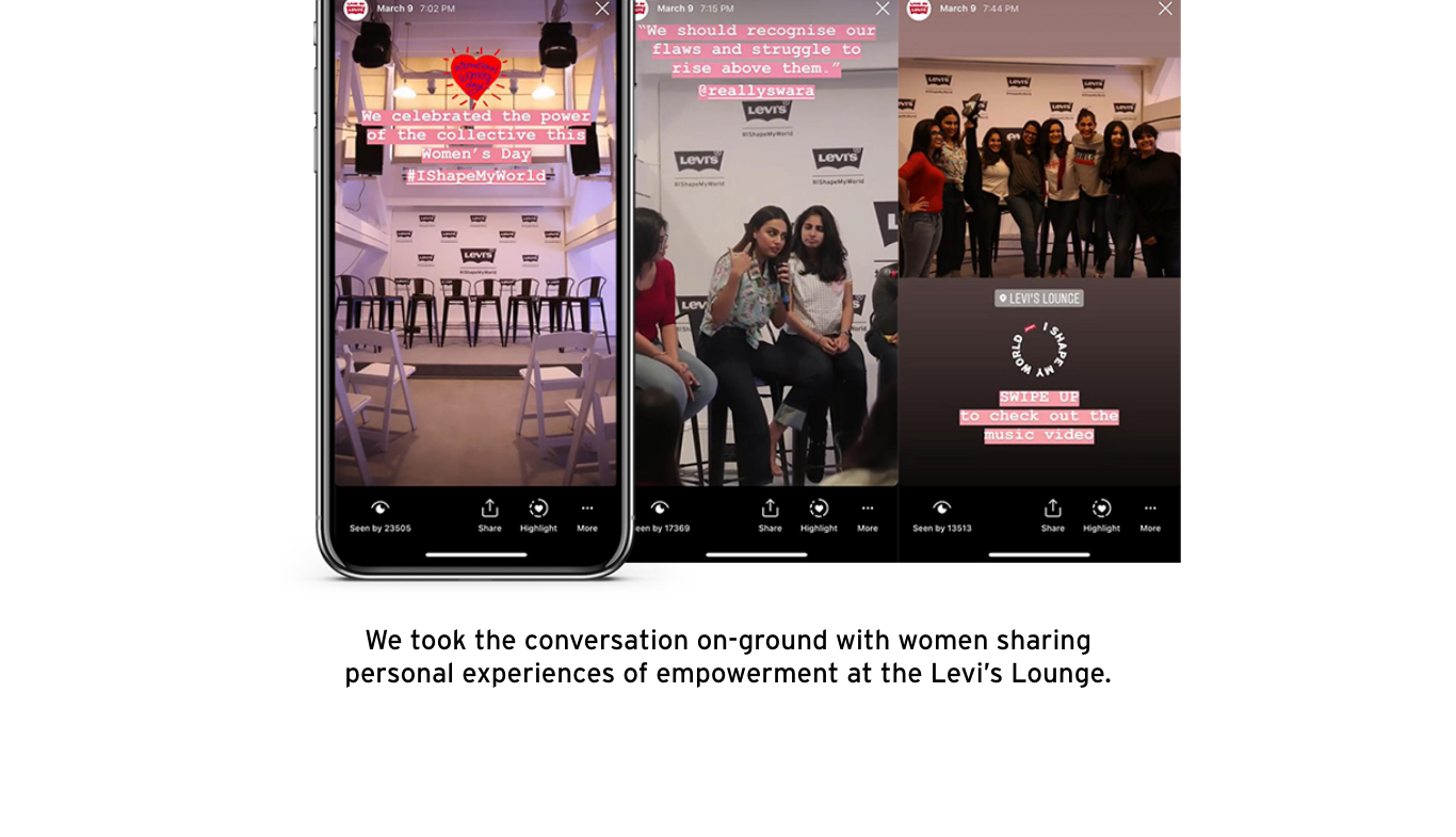 smartphone showing a Women's Day event at Levi's Lounge