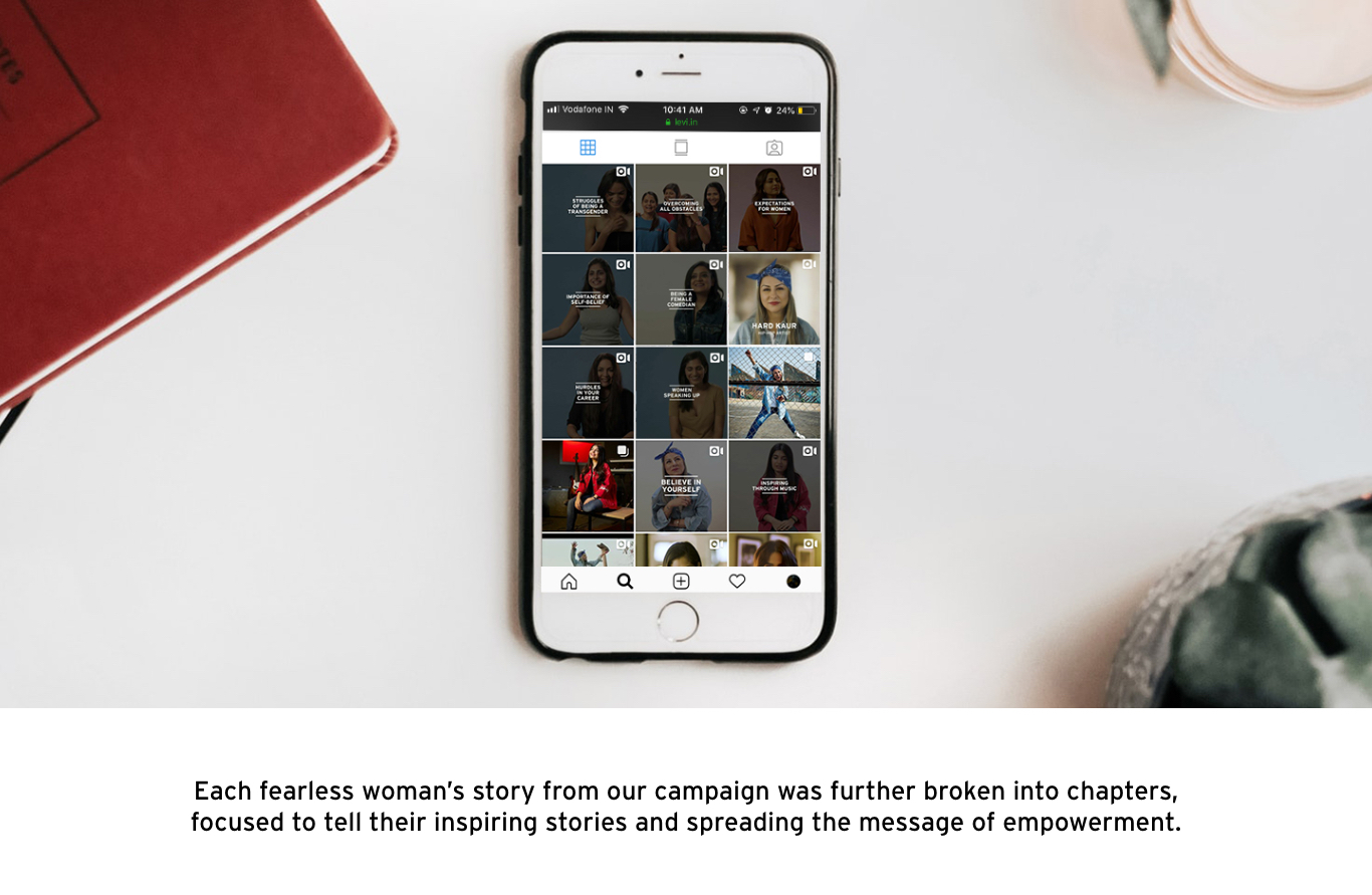 Instagram displaying inspiring messages and information about fearless women's stories