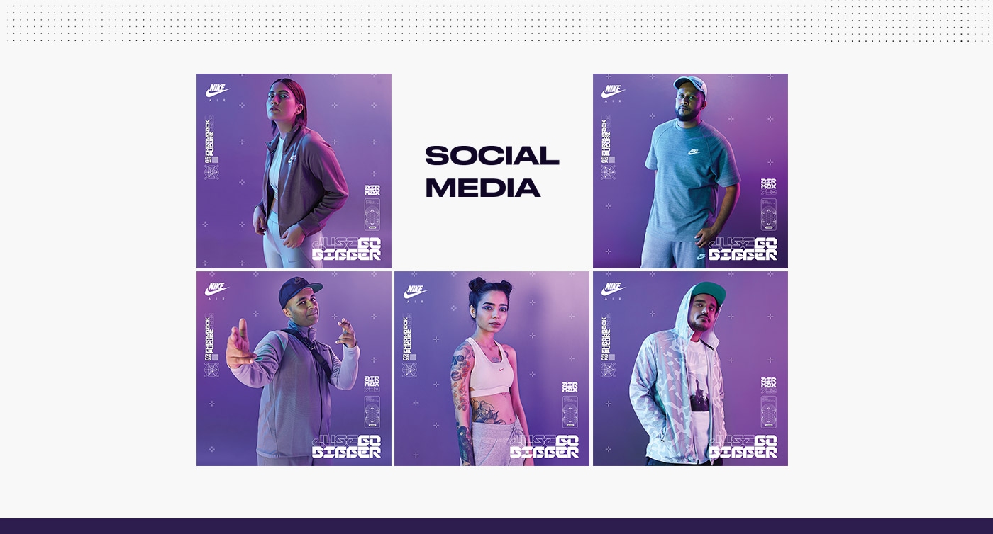 Fashionable clothing brand's social media campaign showcasing trendy outfits